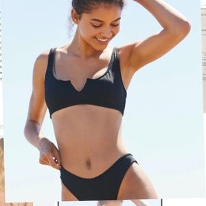 Black Ribbed Bikini -NWOT
